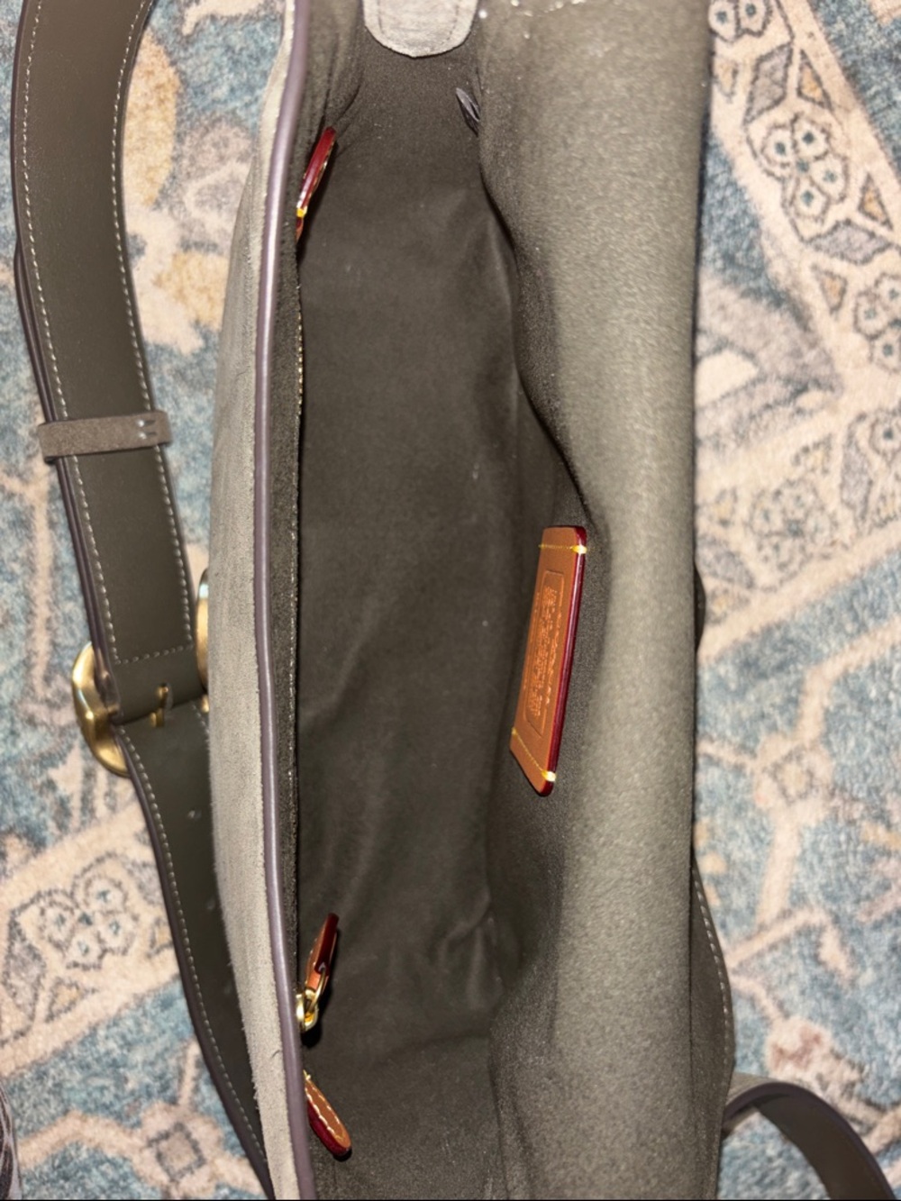 Coach Soft Tabby Olive Suede Shoulder Bag - Picture 10 of 15